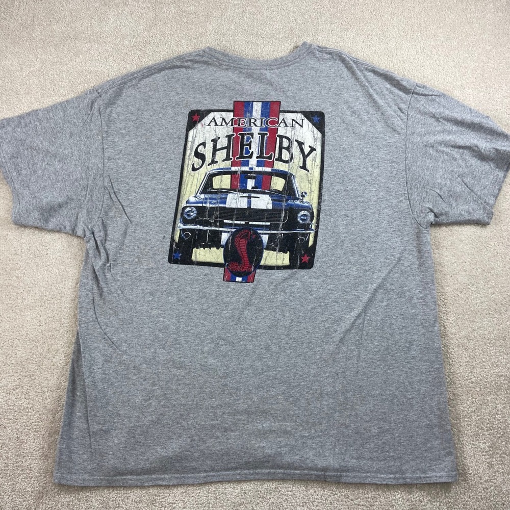 Shelby American T Shirt Mens 2XL Gray Short Sleeve‎ Mustang Cobra Graphic Tee